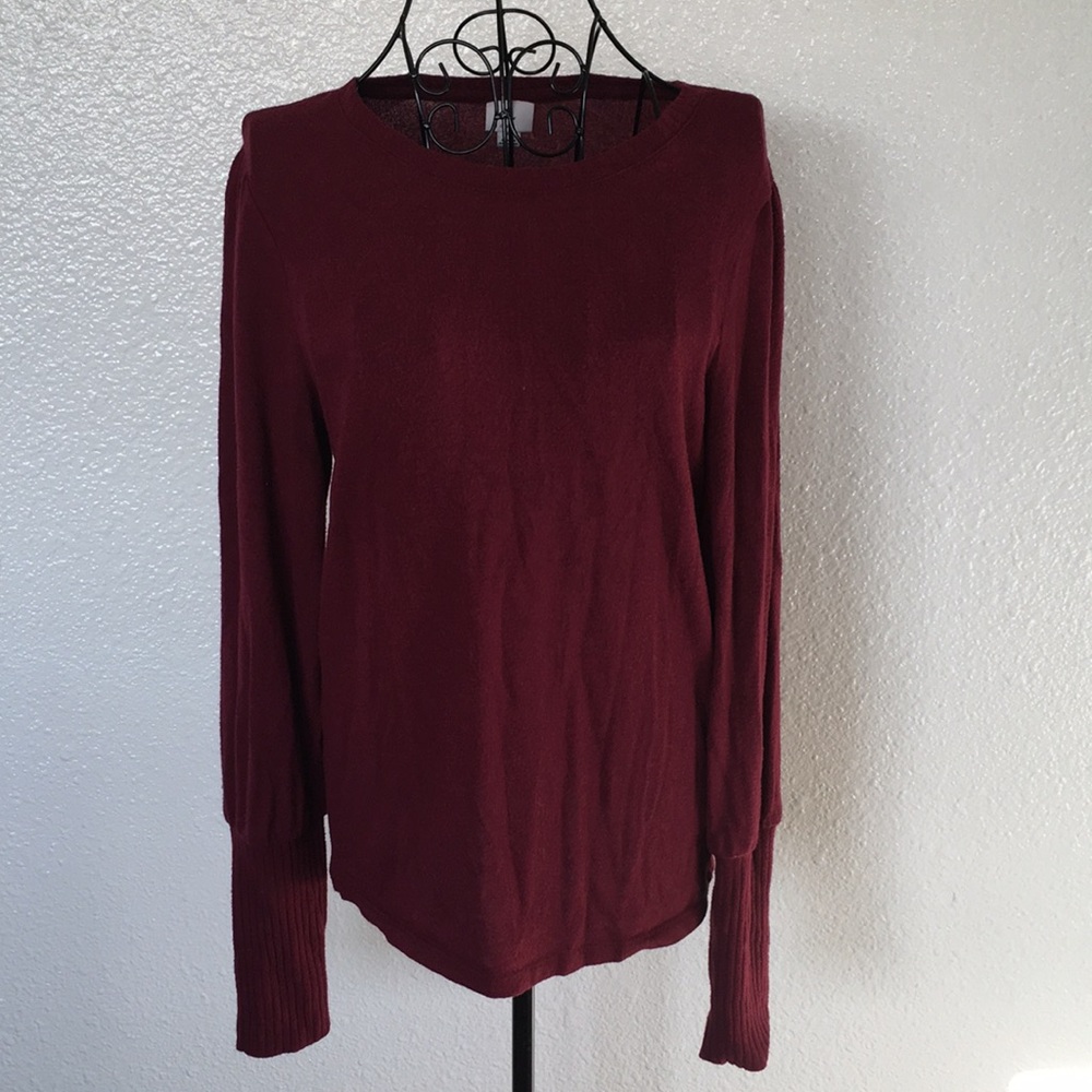 Puff Sleeve Burgundy Sweater